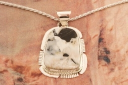 Genuine White Buffalo Sterling Silver Pendant